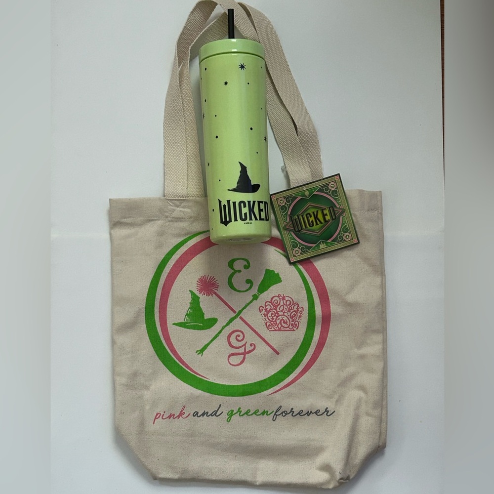 NEW! WICKED Limited Edition”Pink And Green Forever”Tote Bag And Tumbler Set(NWT)